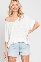 Ivory Rib Knit V-Neck Maternity Top