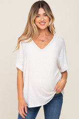 Ivory Rib Knit V-Neck Maternity Top