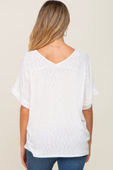 Ivory Rib Knit V-Neck Maternity Top