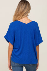 Royal Blue Rib Knit V-Neck Maternity Top