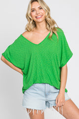 Green Rib Knit V-Neck Maternity Top