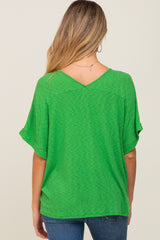 Green Rib Knit V-Neck Maternity Top