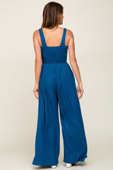 Teal Sleeveless Wide Leg Jumpsuit