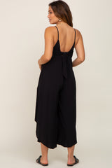 Black Sleeveless Asymmetrical Hem Maternity Jumpsuit