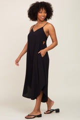 Black Sleeveless Asymmetrical Hem Jumpsuit