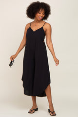 Black Sleeveless Asymmetrical Hem Jumpsuit