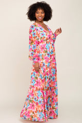 Multi Color Floral Tiered Chiffon Dress