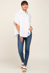 White Striped Collared Top