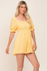 Yellow Smocked Puff Sleeve Romper