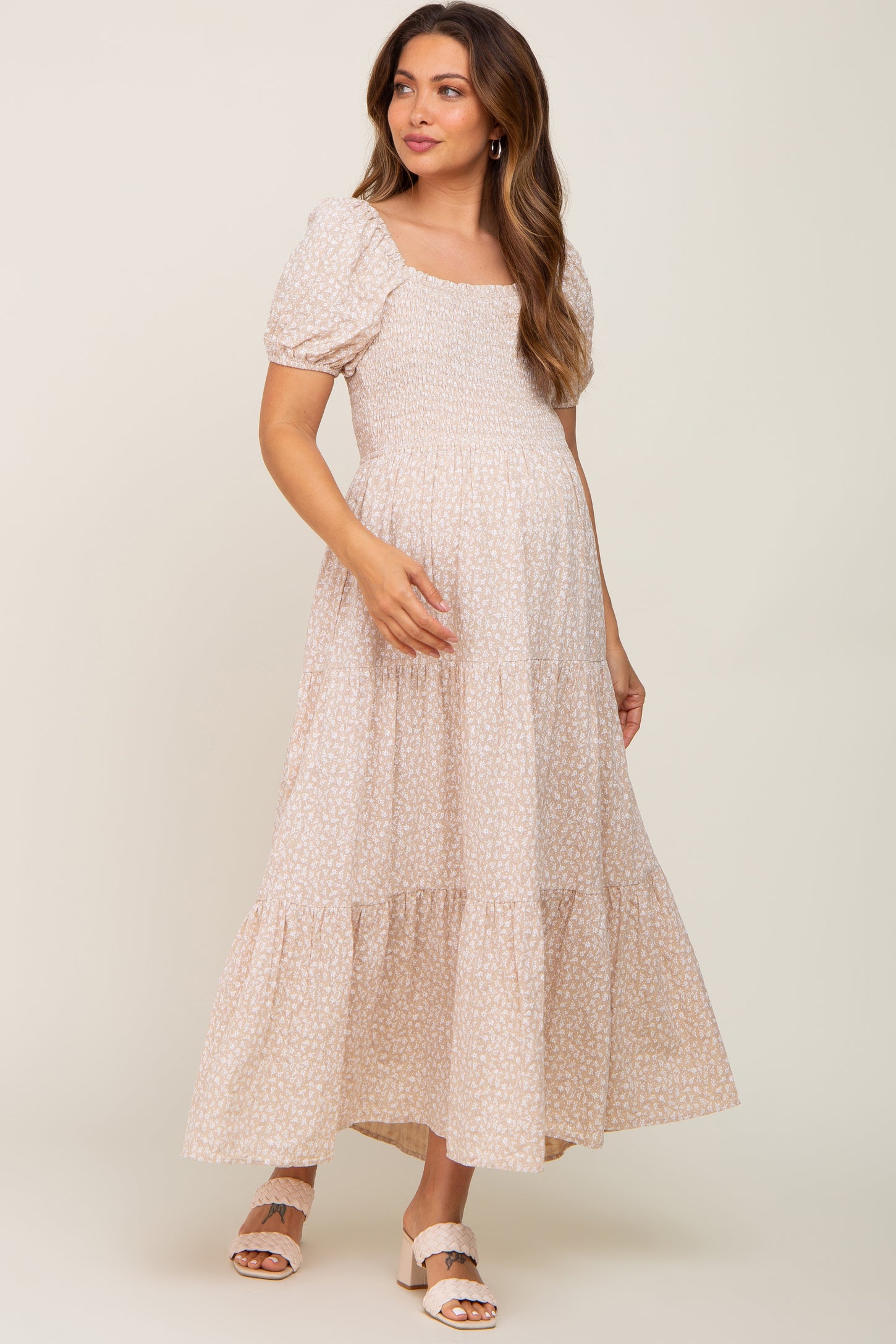 Black Ruched Mesh Square Neck Maternity Midi Dress– PinkBlush