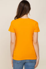 Orange Basic Crew Neck Maternity Tee