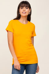 Orange Basic Crew Neck Maternity Tee