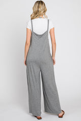 Heather Grey Sleeveless Pocketed Wide Leg Jumpsuit