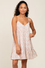 Cream Floral Button Front Babydoll Dress