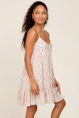 Cream Floral Button Front Babydoll Dress