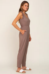 Brown Tie Strap Jumpsuit