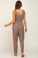 Brown Tie Strap Jumpsuit