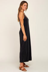 Black Sleeveless V-Neck Maxi Dress