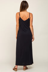 Black Sleeveless V-Neck Maxi Dress