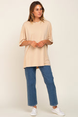 Camel Basic Oversized T-Shirt