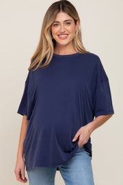 Navy Basic Oversized Maternity T-Shirt