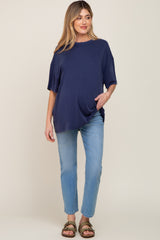 Navy Basic Oversized Maternity T-Shirt