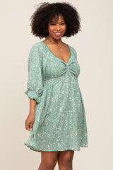 Mint Floral 3/4 Sleeve Maternity Dress