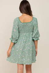 Mint Floral 3/4 Sleeve Maternity Dress