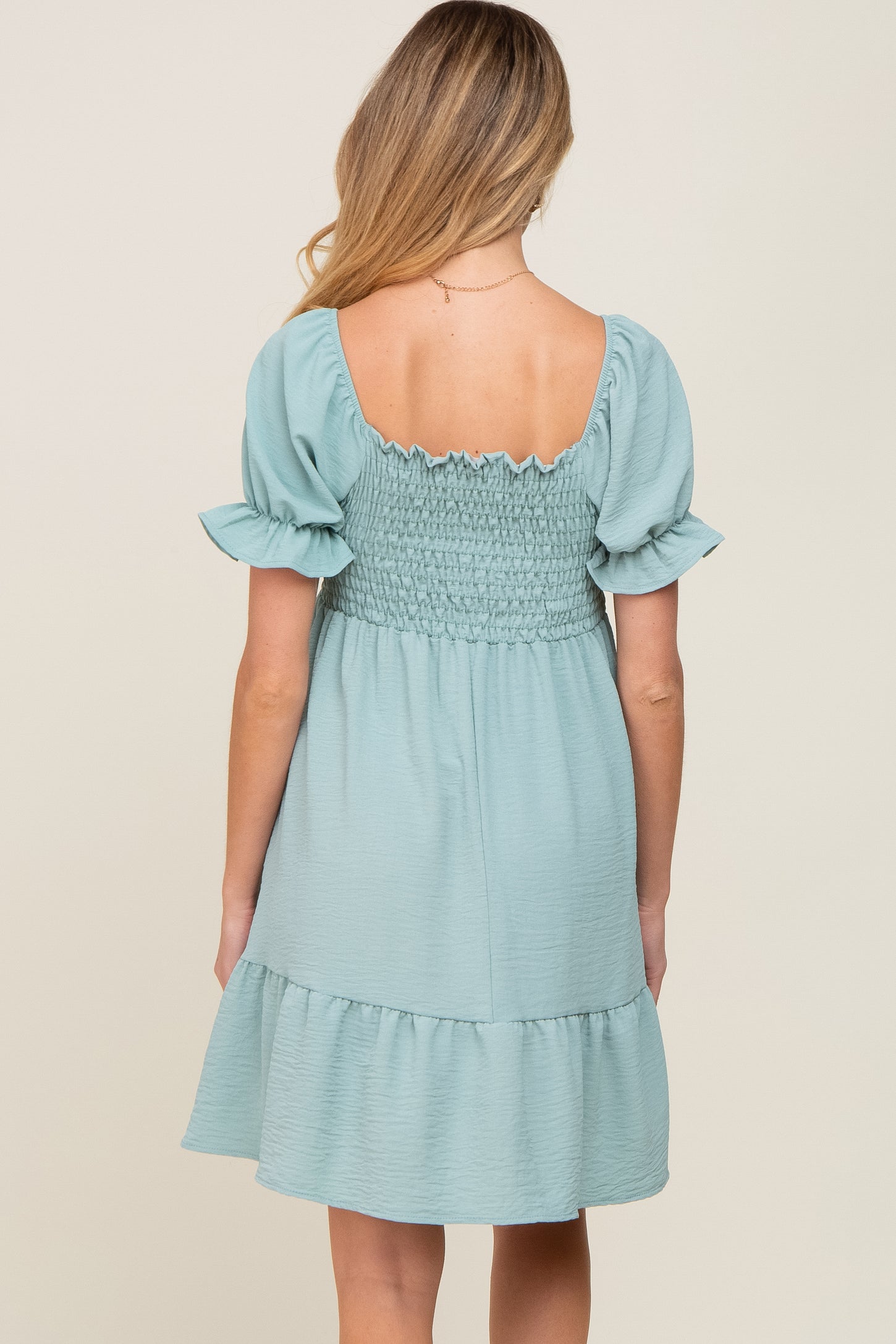 Maternity Gingham Frill Shoulder Smock Dress