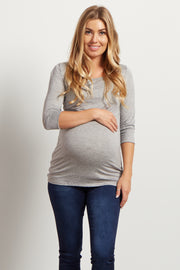 Grey 3/4 Sleeve Maternity Shirt