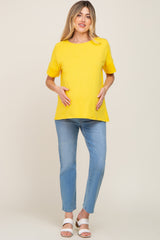 Yellow Short Cuff Sleeve Maternity Top