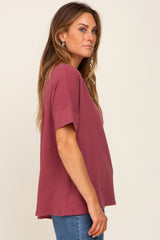 Burgundy Short Cuff Sleeve Top