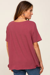 Burgundy Short Cuff Sleeve Top