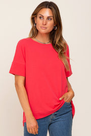 Coral Short Cuff Sleeve Top