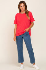 Coral Short Cuff Sleeve Top