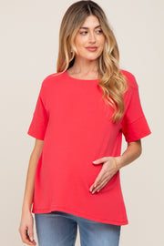 Coral Short Cuff Sleeve Maternity Top