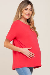 Coral Short Cuff Sleeve Maternity Top