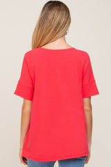 Coral Short Cuff Sleeve Maternity Top