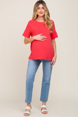 Coral Short Cuff Sleeve Maternity Top