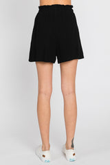 Black Linen Ruffled Shorts