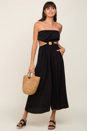 Black Cutout Strapless Wide Leg Jumpsuit