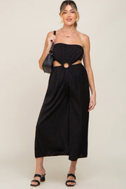 Black Cutout Strapless Wide Leg Maternity Jumpsuit