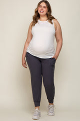 Charcoal Soft Knit Maternity Plus Jogger Pants