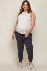 Charcoal Soft Knit Maternity Plus Jogger Pants