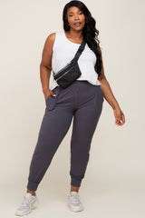 Charcoal Soft Knit Plus Jogger Pants