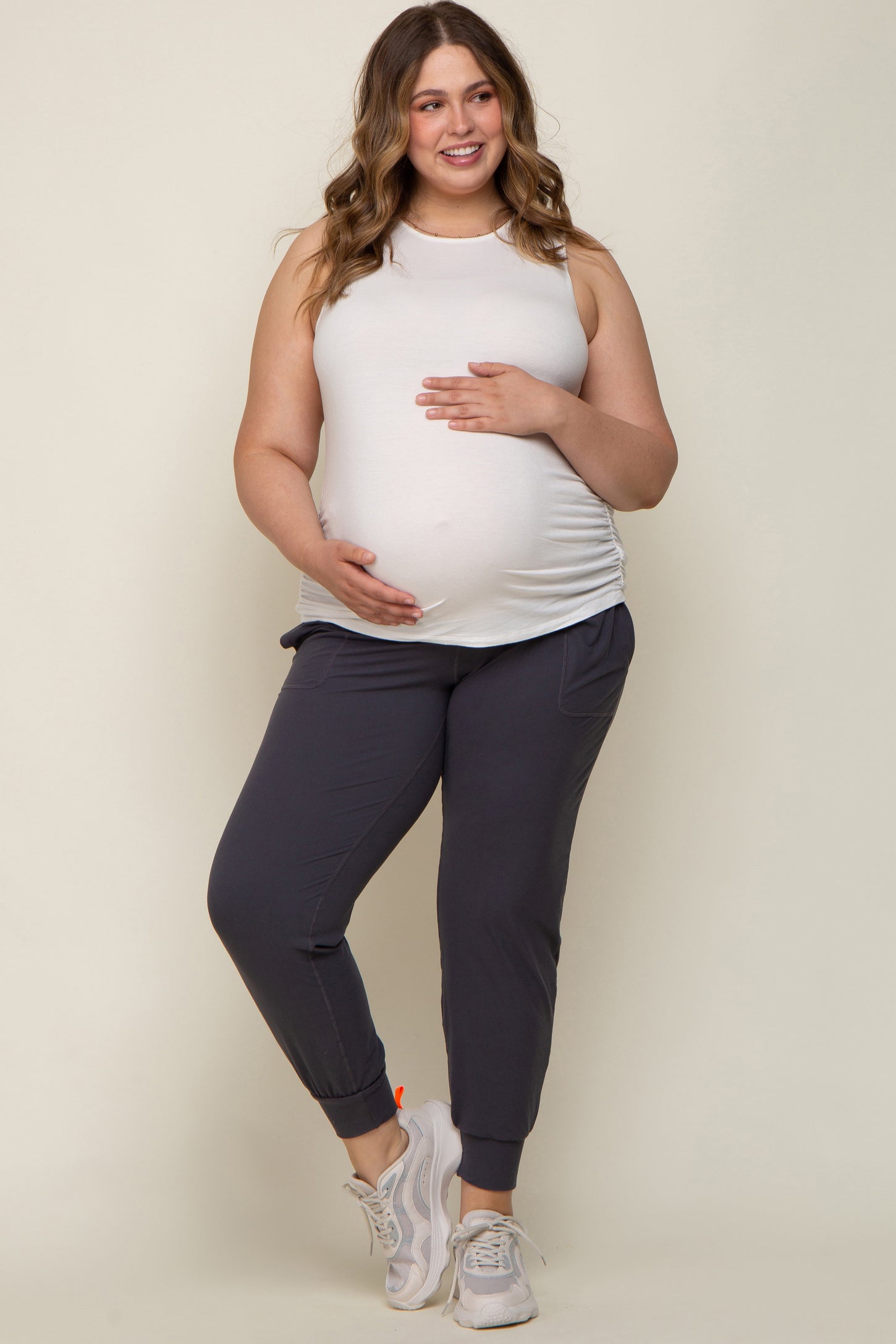 Charcoal Soft Knit Maternity Plus Jogger Pants– PinkBlush