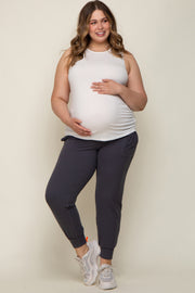 Charcoal Soft Knit Maternity Plus Jogger Pants