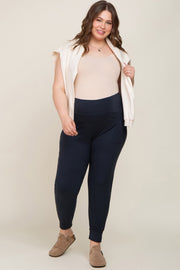 Black Soft Knit Maternity Plus Jogger Pants