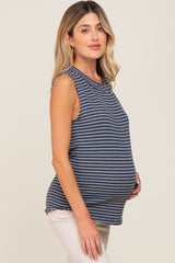 Navy Striped Maternity Tank