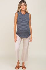 Navy Striped Maternity Tank